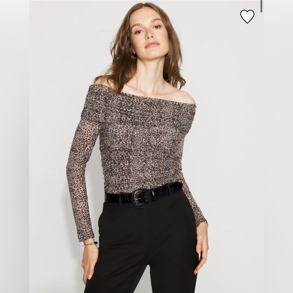 🖤 NWT White House Black Market Leopard Print Off-Shoulder Top